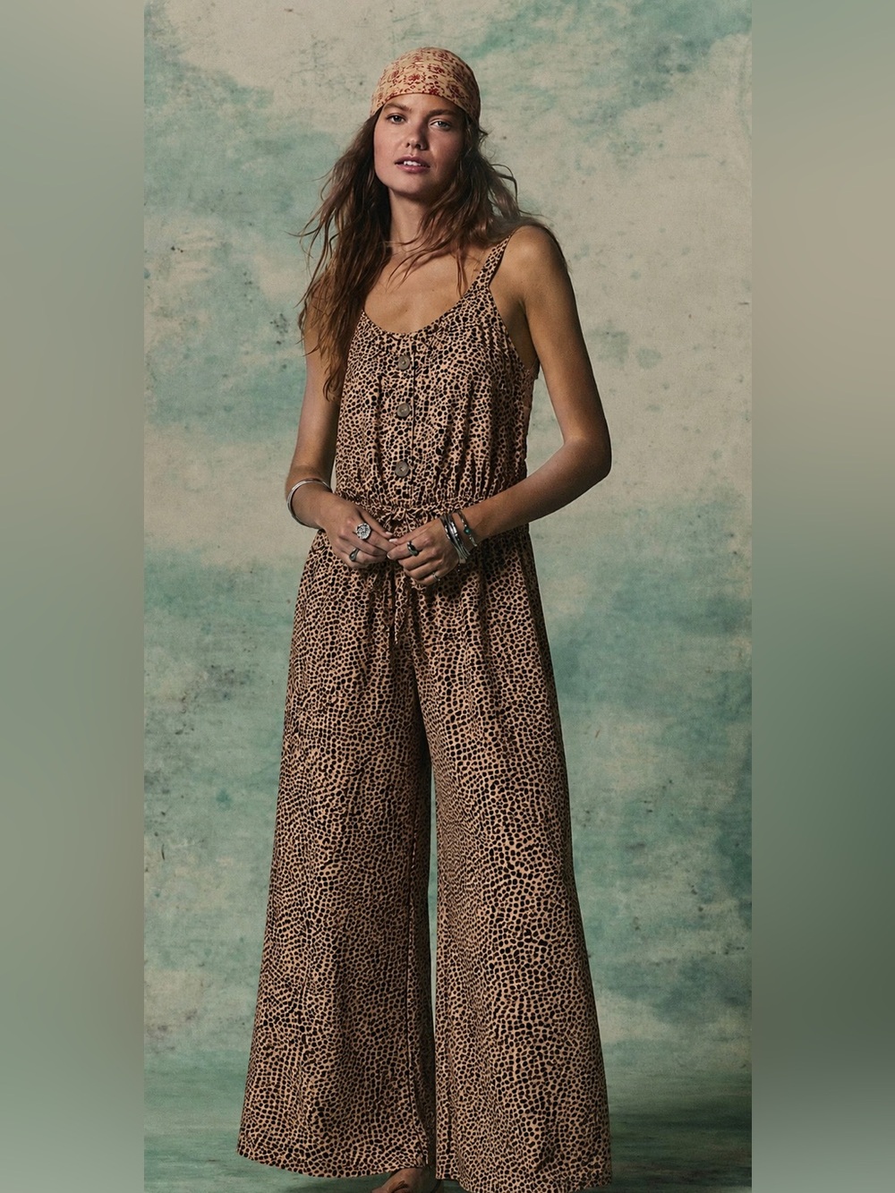 Joe Fresh Brown and Black Leopard-Print Wide-Leg Jumpsuit